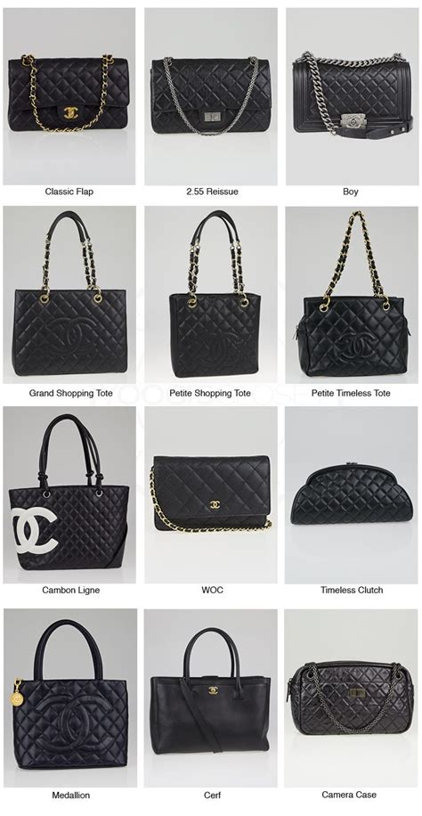 different types of chanel handbags|list of chanel handbag styles.